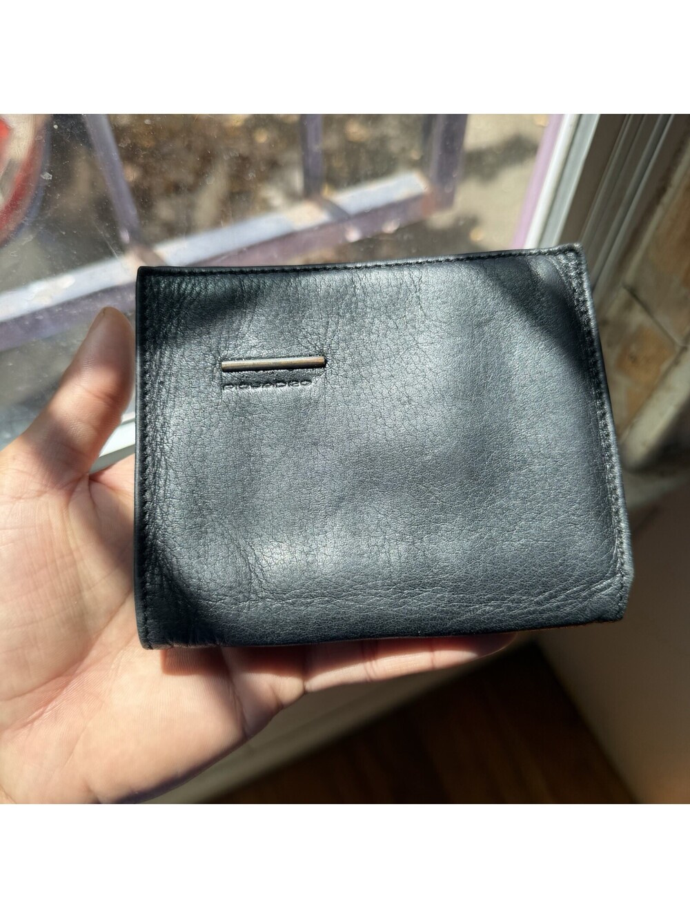 Piquadro Black Leather Slim Bifold Wallet Card Holder Men’s Minimalist Italy